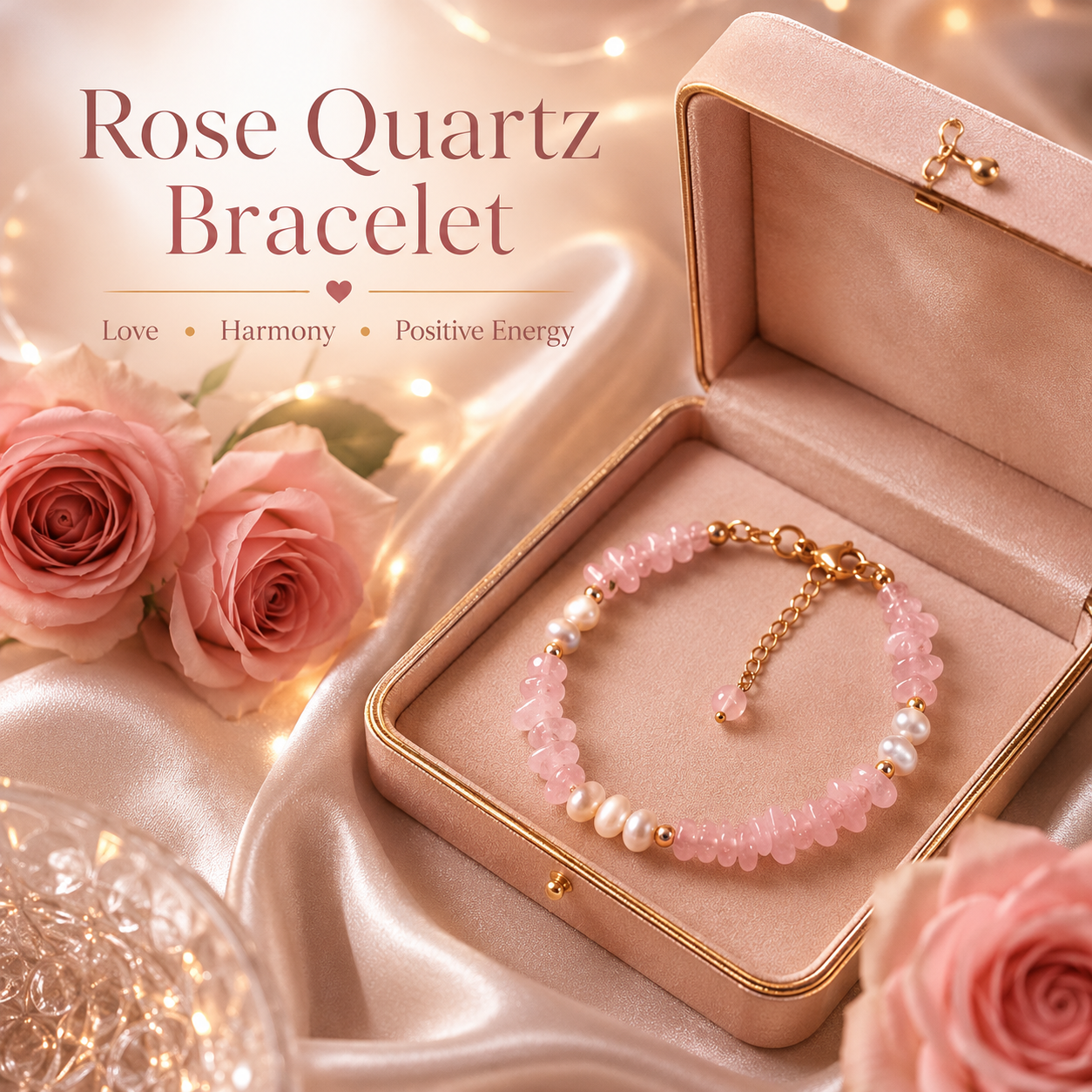 Handmade Natural Rose Quartz Bracelet for Women