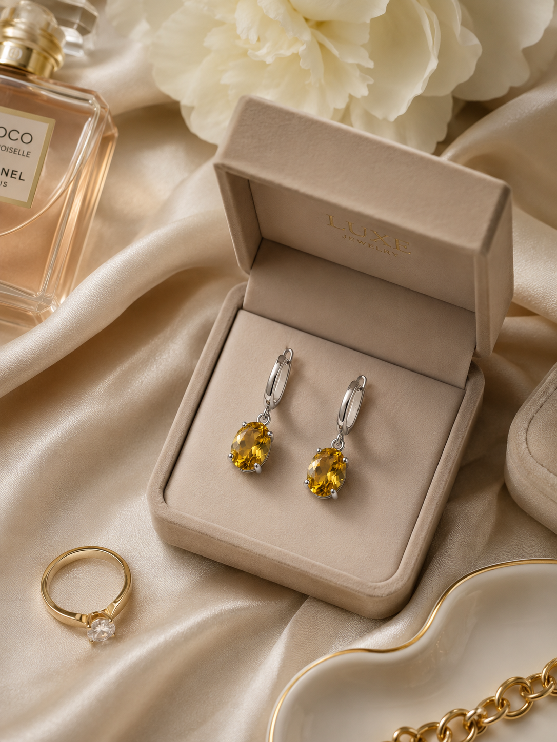 yellow gold citrine earrings