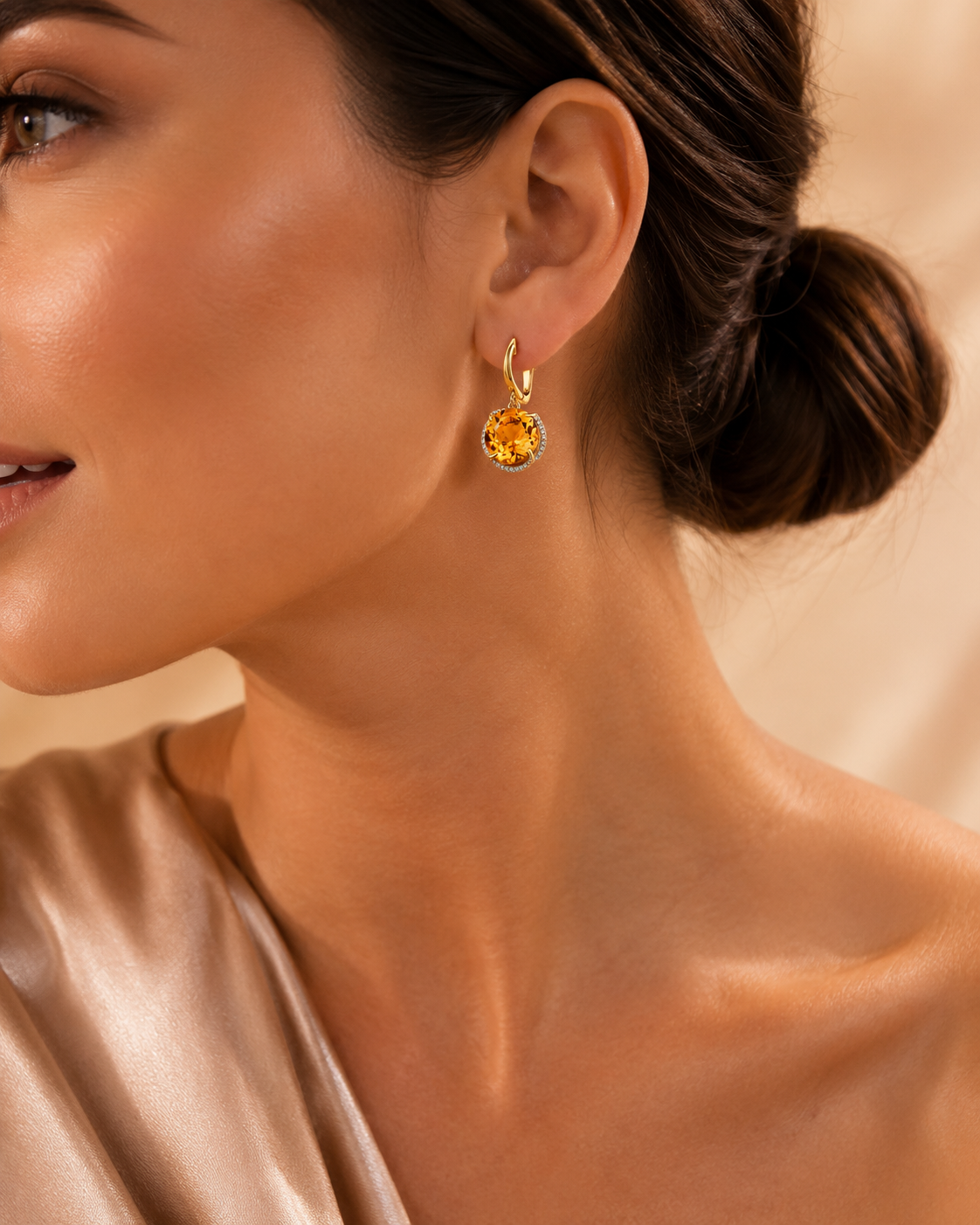 Yellow Gold Citrine Earrings for Women