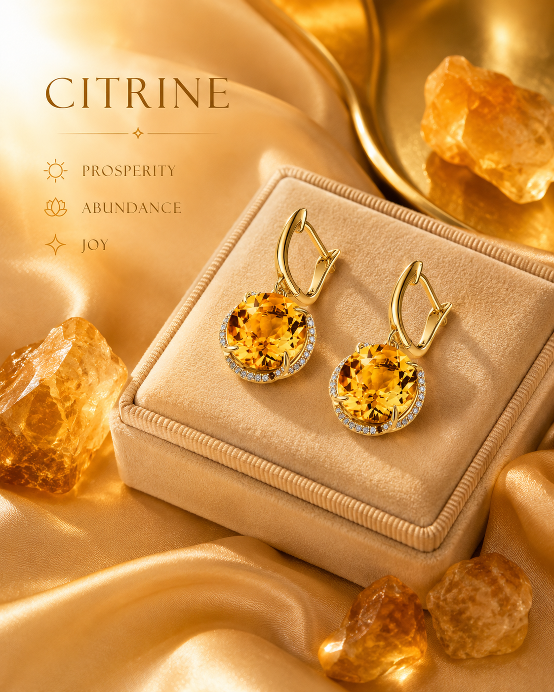 Yellow Gold Citrine Earrings for Women