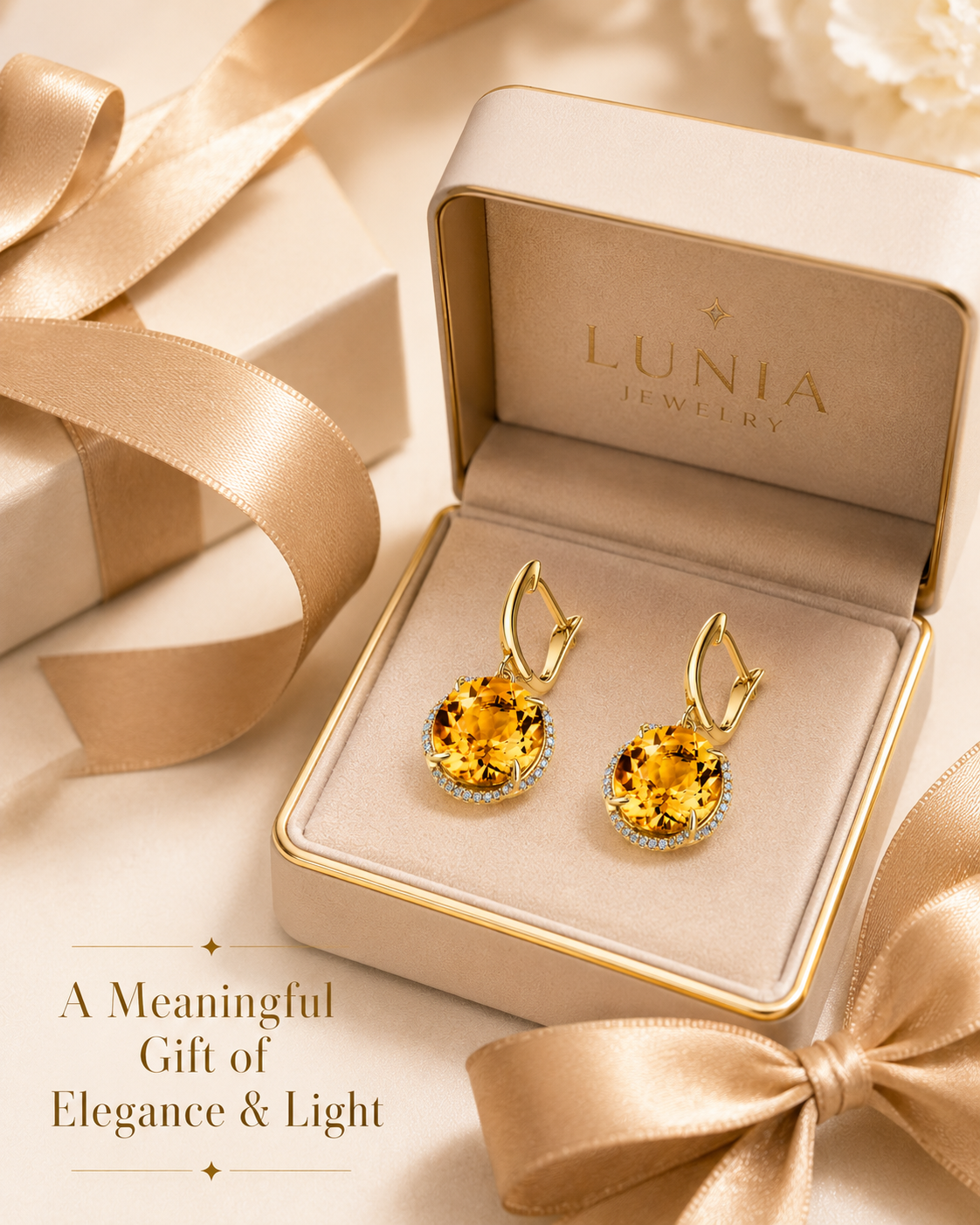 Yellow Gold Citrine Earrings for Women