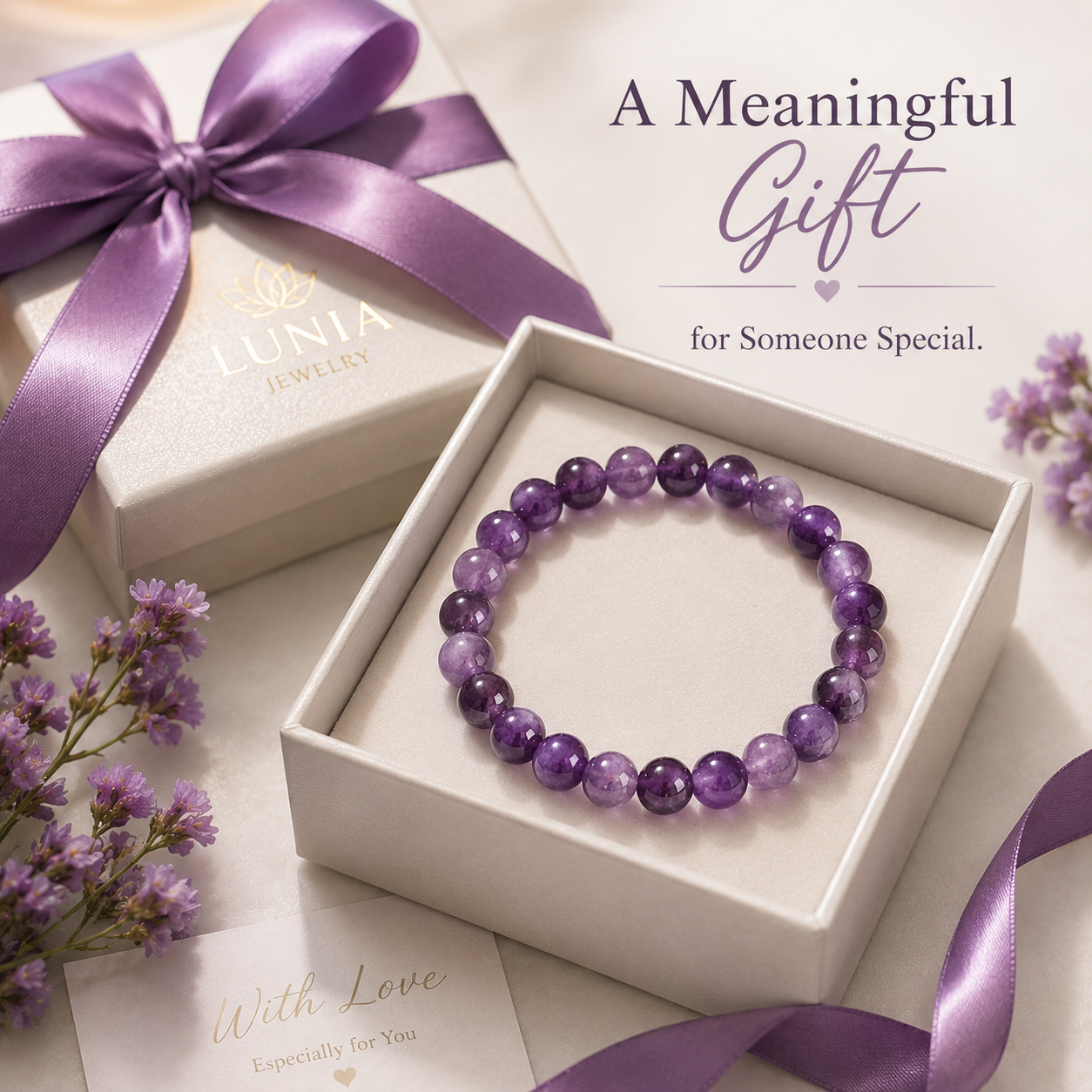 Natural Amethyst Bracelet – Crystal Healing Energy Bracelet for Women & Men
