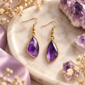 Amethyst Drop Earrings – Purple Natural Stone Earrings with Copper Hooks