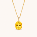 Oval Citrine and Stainless Steel Necklace